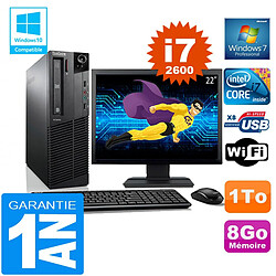 PC Lenovo M92p SFF Core I7-2600 Ram 8Go Disque 1 To Wifi W7 Ecran 22" · Occasion 