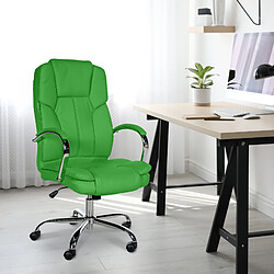 Decoshop26 Fauteuil de bureau sur roulettes largeur d'assise XXL en PVC vert et métal chromé 10_0002414