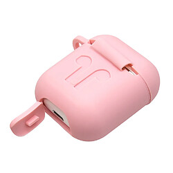 Avis Housse de protection en silicone avec porte-clés en métal pour apple airpods rose