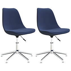 vidaXL Chaises pivotantes à manger lot de 2 bleu tissu