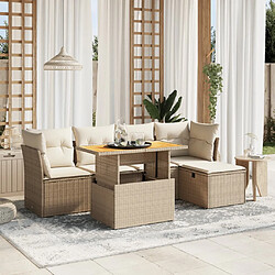 vidaXL Salon de jardin avec coussins 6 pcs beige résine tressée 