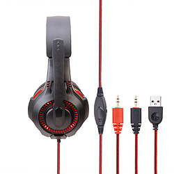 General Casque de jeu stéréo Pro à suppression de bruit sur l'oreille avec micro, basses surround, microphone omnidirectionnel à suppression de bruit, cache-oreilles à mémoire douce pour ordinateur portable Mac(Noir rougeâtre)