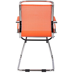 Avis Decoshop26 Chaise fauteuil de bureau sans roulettes piétement luge en métal chromé assise en tissu maille orange 10_0003262