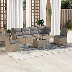 vidaXL Salon de jardin avec coussins 7 pcs beige résine tressée 