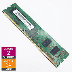 Barrette Mémoire 2Go RAM DDR3 Micron MT4JTF25664AZ-1G6E1 DIMM PC3-12800U 1Rx16 · Reconditionné PC3-12800 - 1600MHz