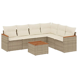 vidaXL Salon de jardin avec coussins 7 pcs beige résine tressée