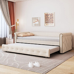 Sweiko Lit adulte Lit rembourré 90x200 cm Lit convertible Canapé-lit extensible Beige