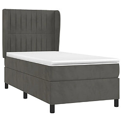 Avis Maison Chic Lit Adulte - Lit simple Lit à sommier tapissier et matelas moelleux - Meuble de Chambre - Gris foncé 90x190 cm Velours -MN89903