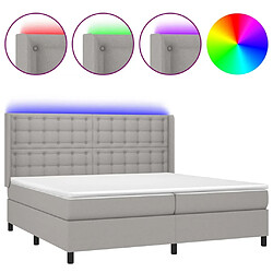 Sommier à lattes et matelas LED,Cadre à lattes de lit pour Adulte Gris clair 200x200 cm Tissu -MN84376