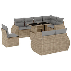 vidaXL Salon de jardin avec coussins 9 pcs beige résine tressée