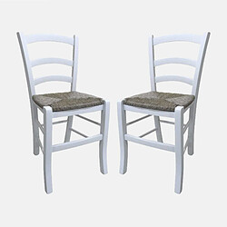 Alter Lot de 2 chaises classiques en bois, pour salle à manger, cuisine ou salon, Made in Italy, cm 46x42h87, Couleur Blanc 