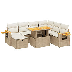 vidaXL Salon de jardin avec coussins 8 pcs beige résine tressée