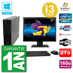 PC Lenovo M82 SFF Ecran 27" i3-3220 RAM 16Go Disque 2To Graveur DVD Wifi W7 · Occasion 