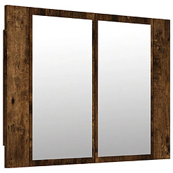 Helloshop26 Armoire à miroir led chêne fumé 60 x 12 x 45 cm bois d'ingénierie 02_0006742