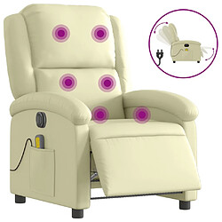 Maison Chic Fauteuil Relax pour salon, Fauteuil de massage inclinable électrique crème cuir véritable -GKD28532