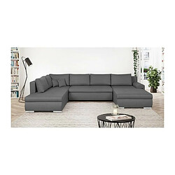 Canapé d'angle panoramique convertible - 7 places - INDIAN - Tissu 100% polyester - Gris - L360 x P228 cm