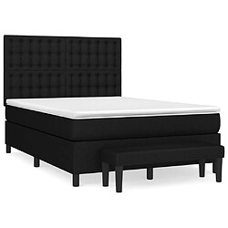 vidaXL Sommier à lattes de lit avec matelas Noir 140x200 cm Tissu