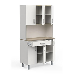 Avis Pegane Buffet de cuisine coloris chêne kronberg, blanc mat - Longueur 100,8 x Hauteur 185,50 x Profondeur 42,30 cm