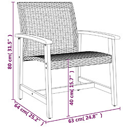 vidaXL Chaises de jardin lot de 2 gris résine tressée et bois d’acacia pas cher