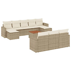 vidaXL Salon de jardin 11 pcs avec coussins beige résine tressée