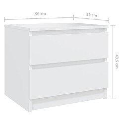 vidaXL Tables de chevet 2 pcs Blanc 50x39x43,5 cm Aggloméré pas cher