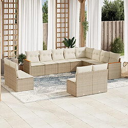 Maison Chic Salon de jardin avec coussins 12 pcs, Ensemble Tables et chaises de jardin, beige résine tressée -GKD811171