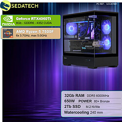 Sedatech PC Gamer V360 • AMD Ryzen 5 7500F • RTX4060Ti • 32Go DDR5 • 2To SSD M.2 • sans OS