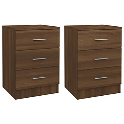 vidaXL Tables de chevet 2pcs Chêne marron 38x35x56cm Bois d'ingénierie