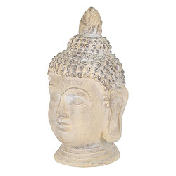 Ecd Germany Tête de Bouddha pierre artificielle beige-gris figure décorative Feng Shui 78 cm