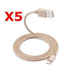 Little Boutik X5 Câble Metal Nylon Renforcé Chargeur USB Couleur Or pour IPhone 1,5m Tréssé Compatible IPhone 5s 6 6S 7 8 X X5 Couleur 