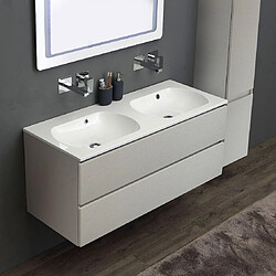 Kiamami Valentina MEUBLE DE SALLE DE BAINS 120CM GRIS PERLE AVEC DOUBLE VASQUE ET COLONNE | VALENTINA