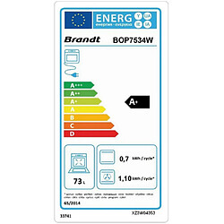 Four intégrable multifonction 73l 60cm a+ pyrolyse blanc - bop7534w - BRANDT