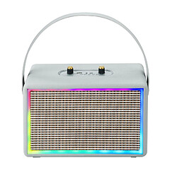 Yonis Enceinte Bluetooth Rétro Lumineuse Karaoke Enceinte Bluetooth Rétro Effet Lumineux Coloré Karaoke Audio Extérieur Cuir Gris YONIS