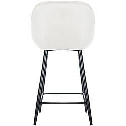 Decoshop26 Lot de 2 tabourets de bar chaises hautes assise effet capitonnée en velours blanc crème et métal noir 10_0004151