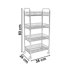 Lot de 2 RANGEMENT CHARIOT DE CUISINE MEUBLE DESSERTE RESSERRE DE CUISINE EN METAL 4 PANIERS BLANC ET NOIR A ROULETTE 38X26X80CM+Urban Living pas cher