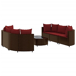 vidaXL Salon de jardin avec coussins 7 pcs marron résine tressée