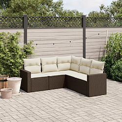 vidaXL Salon de jardin avec coussins 5 pcs marron résine tressée 