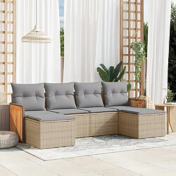 vidaXL Salon de jardin avec coussins 6 pcs beige résine tressée