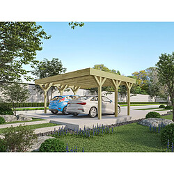 Vente-Unique Carport pergola double autoporté en bois traité - 2 voitures - 30 m² - ARIANE