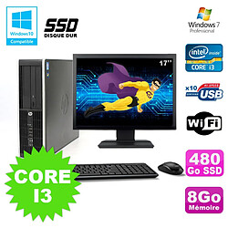 Lot PC HP Compaq 6200 Pro SFF Core i3 3.1GHz 8Go 480Go SSD DVD WIFI W7 + Ecran 17 · Occasion 