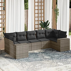 vidaXL Salon de jardin avec coussins 7 pcs gris résine tressée 