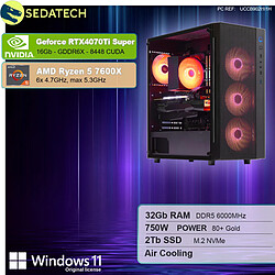 Sedatech PC Gamer Pro • AMD Ryzen 5 7600X • RTX4070Ti Super • 32Go DDR5 • 2To SSD M.2 • Windows 11