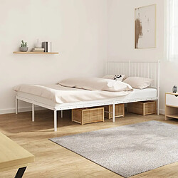 vidaXL Cadre de lit métal sans matelas et tête de lit blanc 140x190 cm 