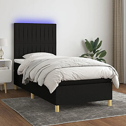 vidaXL Sommier à lattes de lit et matelas et LED Noir 80x200cm Tissu 