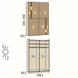 Avis Inside 75 Armoire 2 portes coulissantes Noa 198,1x220 caisse Tundra façade Tundra Pizzara Laquée Gris Laquée