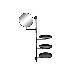 Pegane Etagère avec miroir en métal coloris noir - Longueur 80 x profondeur 41 x hauteur 138 cm