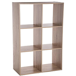 Etagère 6 cases en panneaux de particules naturel - Dim :L.67.6 x P.32 x H.100.5 cm -PEGANE