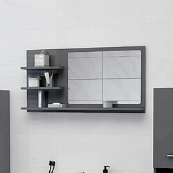 Maison Chic Miroir moderne de salle de bain,Décoration Miroir mural Bain Gris brillant 90x10,5x45 cm Aggloméré -MN25064