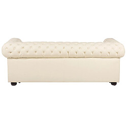 Beliani Ensemble canapé et fauteuil en cuir beige crème 4 places CHESTERFIELD pas cher