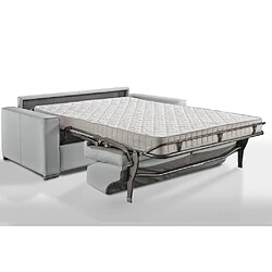 Inside 75 Canapé convertible EXPRESS PREMIUM 120 cm sommier lattes RENATONISI matelas BULTEX cuir vachette gris clair